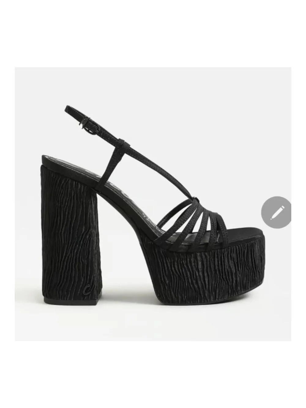 Circus by Sam Edelman Black Textured Platform Slingback Heels